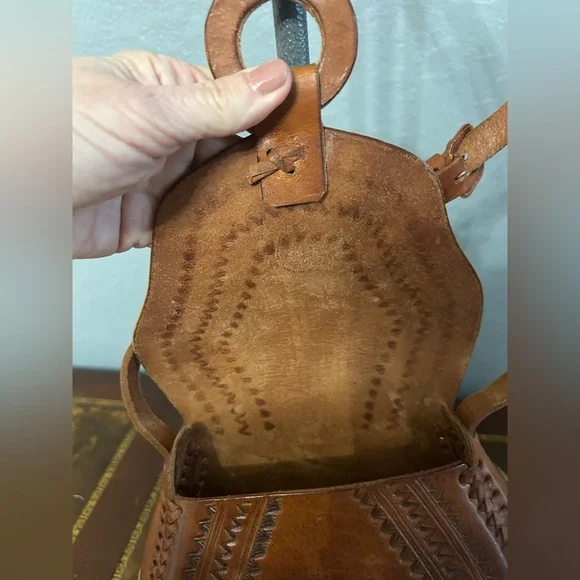 Brown Boho Hand Tooled Leather Crossbody Bag
#922 - Picture 9 of 12